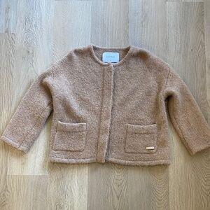 Lounge Apparel Alpaca Blend Cropped Jacket Beige Cardigan Coat